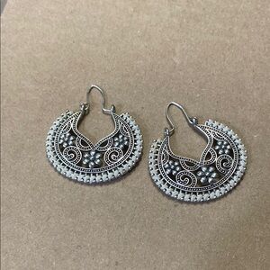 Elegant Silver and Black Hoop Earrings
